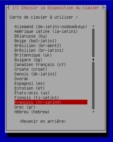 Choix du clavier
