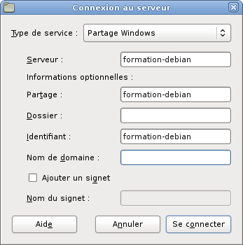 Connexion à un serveur SMB/CIFS